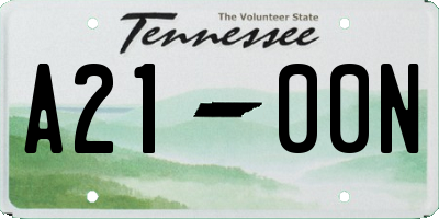 TN license plate A2100N
