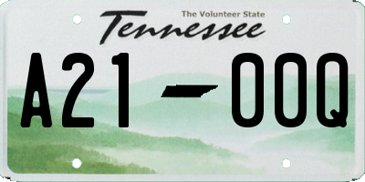 TN license plate A2100Q