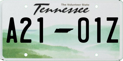 TN license plate A2101Z