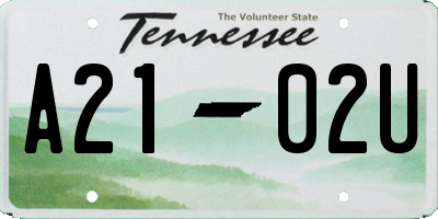 TN license plate A2102U