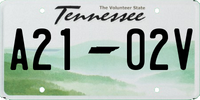 TN license plate A2102V
