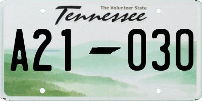 TN license plate A2103O