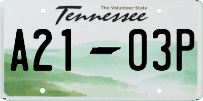 TN license plate A2103P