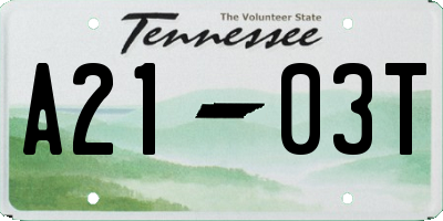TN license plate A2103T
