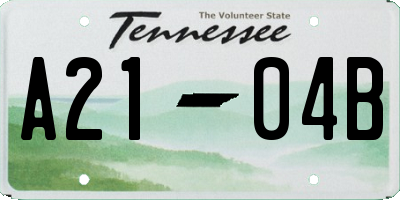 TN license plate A2104B