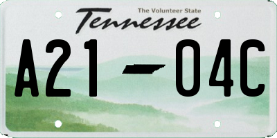 TN license plate A2104C