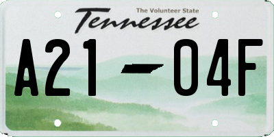 TN license plate A2104F