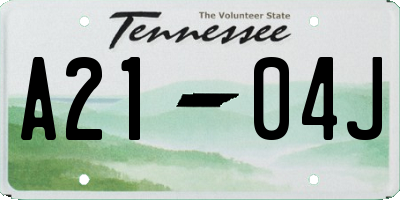 TN license plate A2104J