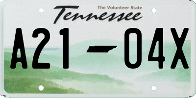 TN license plate A2104X