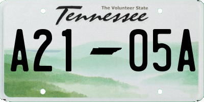 TN license plate A2105A