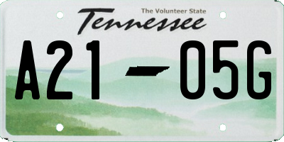 TN license plate A2105G