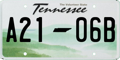 TN license plate A2106B