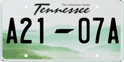 TN license plate A2107A