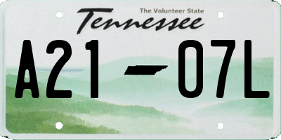 TN license plate A2107L