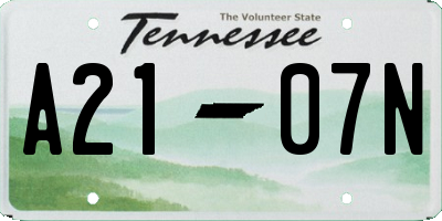 TN license plate A2107N
