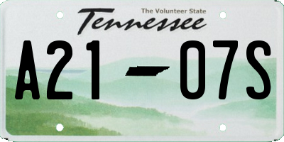 TN license plate A2107S