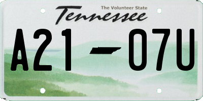 TN license plate A2107U