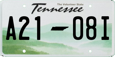 TN license plate A2108I