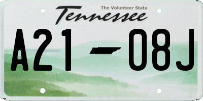 TN license plate A2108J