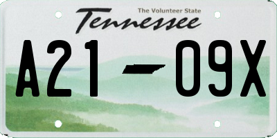 TN license plate A2109X