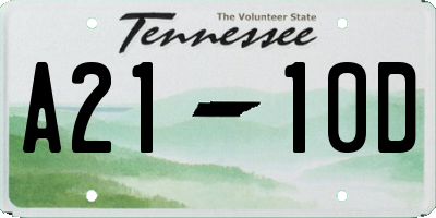 TN license plate A2110D