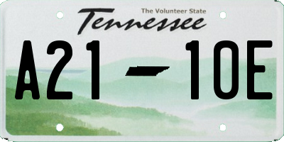 TN license plate A2110E