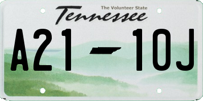 TN license plate A2110J