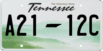 TN license plate A2112C