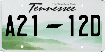 TN license plate A2112D