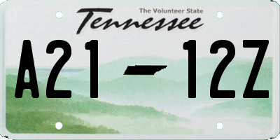 TN license plate A2112Z