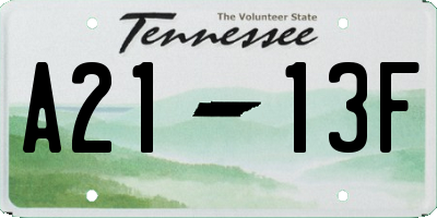 TN license plate A2113F