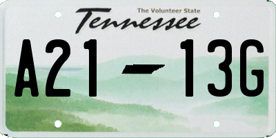 TN license plate A2113G