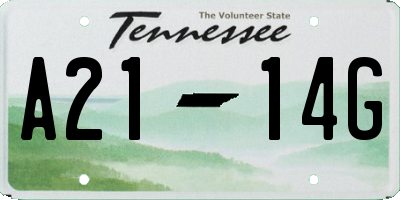 TN license plate A2114G