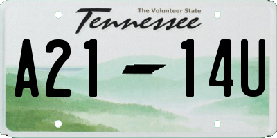 TN license plate A2114U