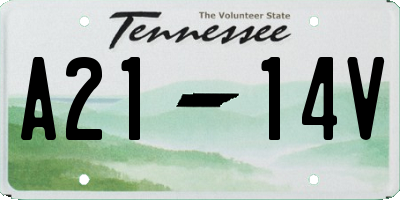 TN license plate A2114V
