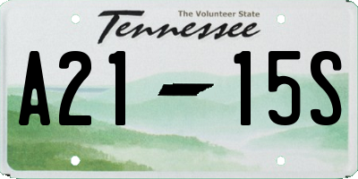 TN license plate A2115S