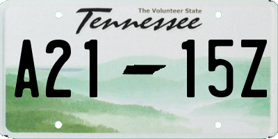 TN license plate A2115Z