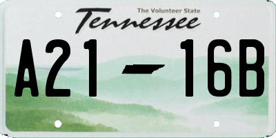 TN license plate A2116B