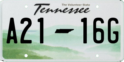 TN license plate A2116G