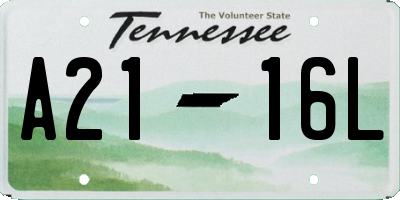 TN license plate A2116L