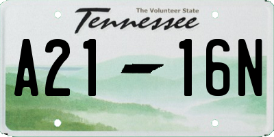 TN license plate A2116N