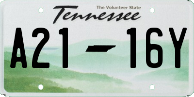 TN license plate A2116Y
