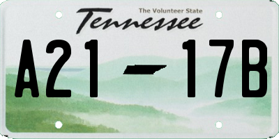 TN license plate A2117B