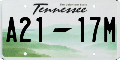 TN license plate A2117M