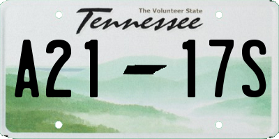 TN license plate A2117S