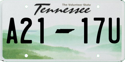 TN license plate A2117U