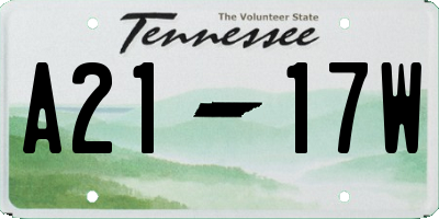 TN license plate A2117W