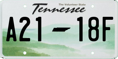 TN license plate A2118F
