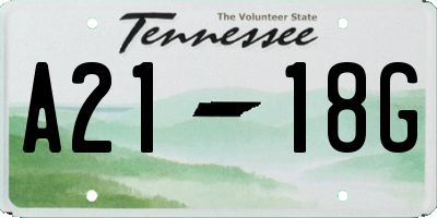 TN license plate A2118G