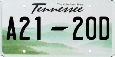 TN license plate A2120D